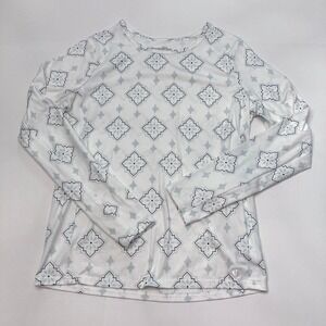 Hang Ten Women's Small Long Sleeve Sun Protection Shirt Zip Pocket White SPF 50